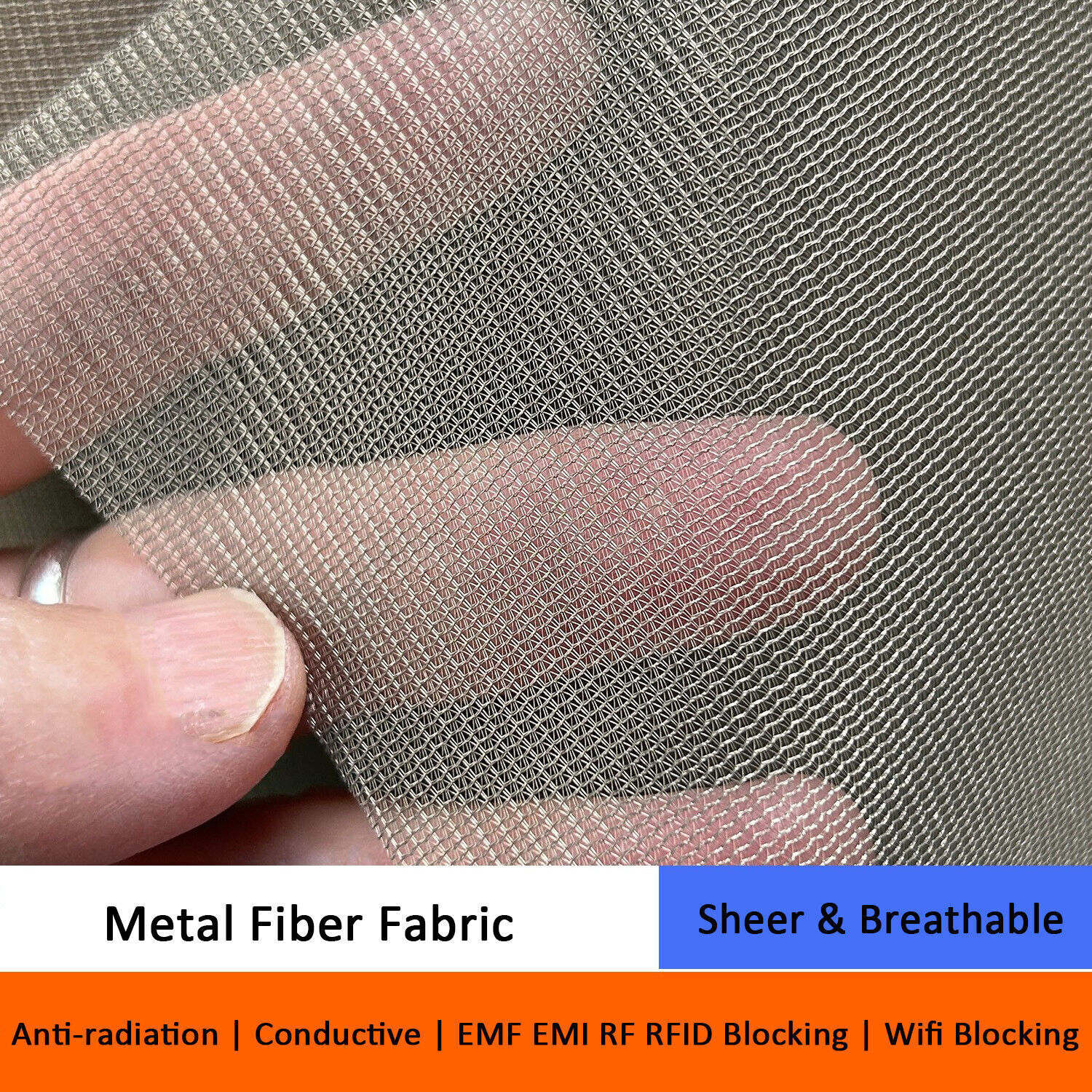 EMF Shielding Metal Fiber Fabric Anti Radiation RFID Blocking Sheer Mesh Cloth