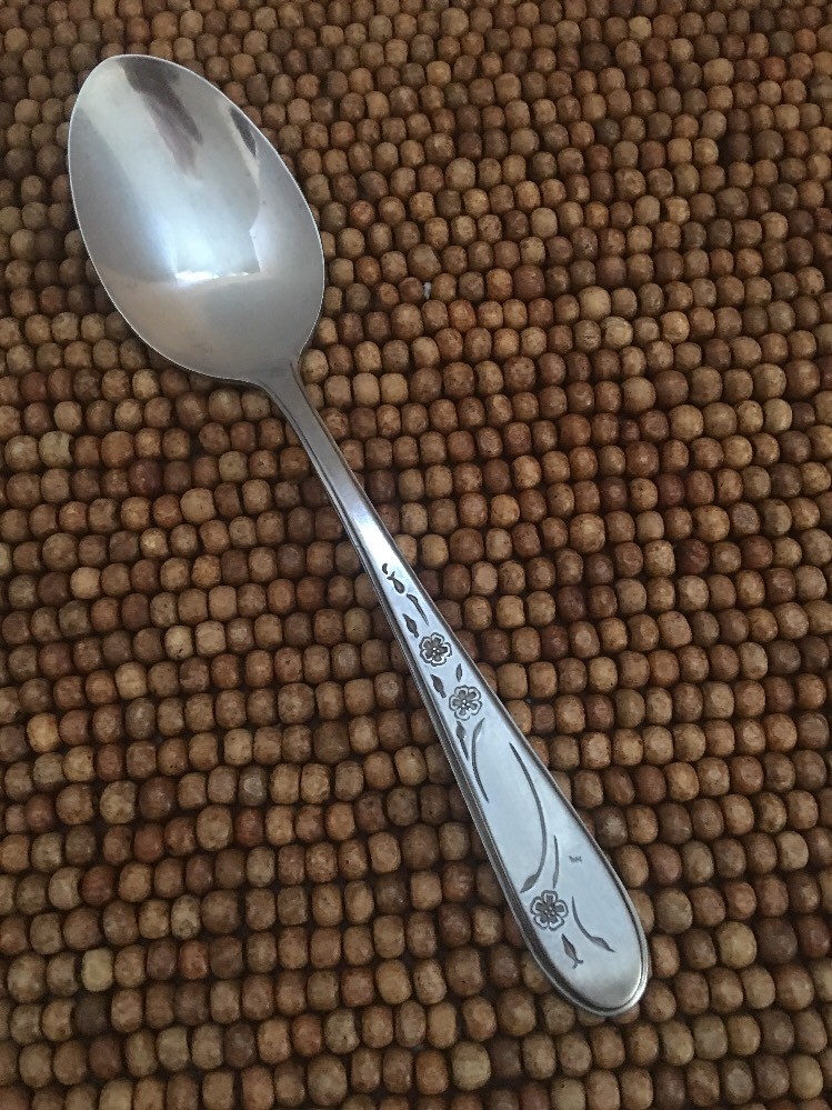 Rogers Co PERFECT ROSE Satin Floral Black Accent Stainless PLACE SOUP SPOON 6.75