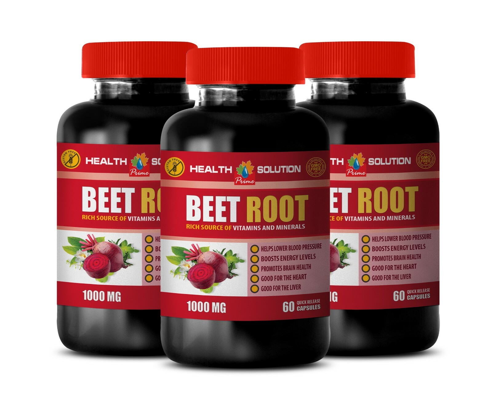heart health supplement - BEET ROOT - beet capsules for blood pressure 3 Bottles