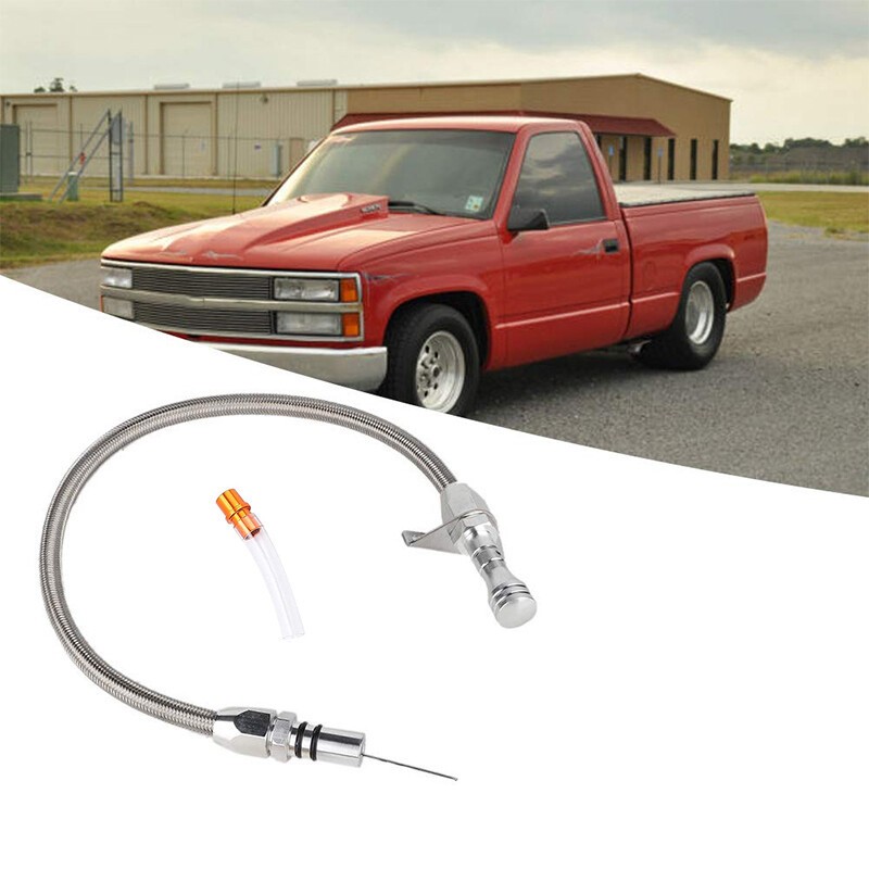 For Chevy GM 700 R4 Flexible Transmission Dipstick Firewall Mount + Filler Tube