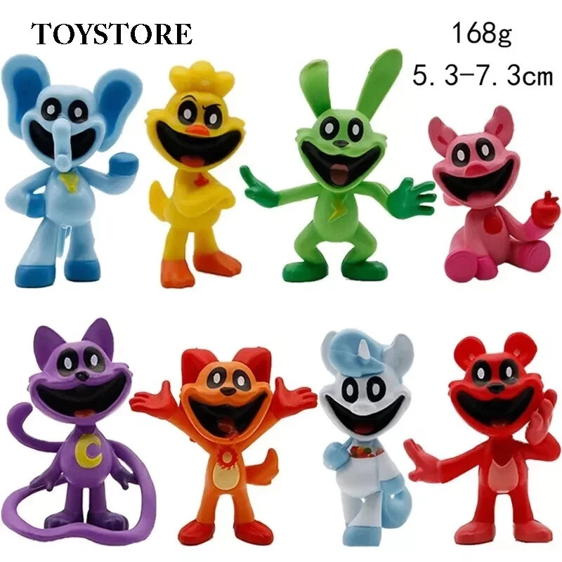 8PC Smiling Anime Kawaii Doll Figure Set PVC Model Toys Cute Catnat Collectibles
