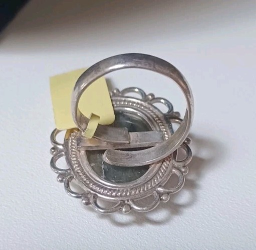 Indian Sterling Silver Labradorite Ring SZ 7.5 Adjustable