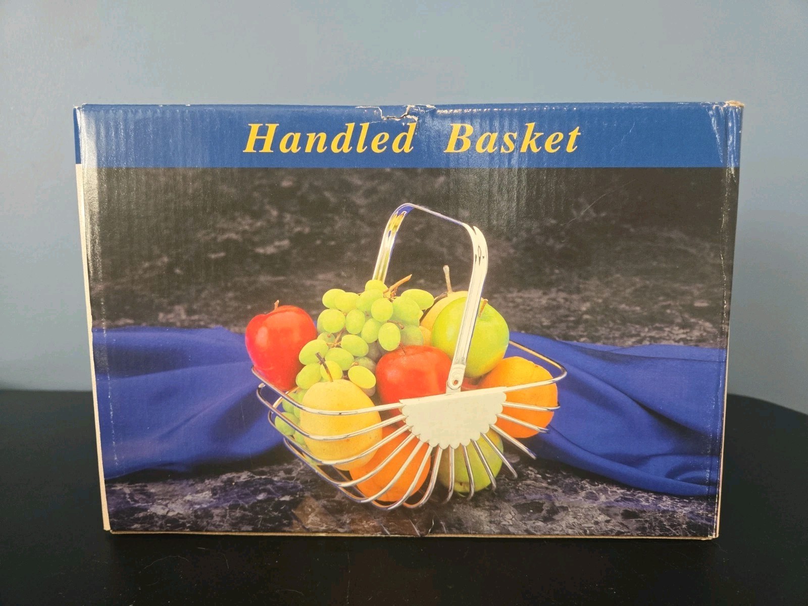 Vintage silver plated large rectangular handled basket fruit basket