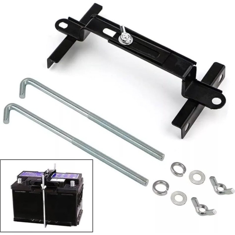 Car Storage Battery Holder Hold Down Rack Adjustable Stabilizer Metal Bracket US