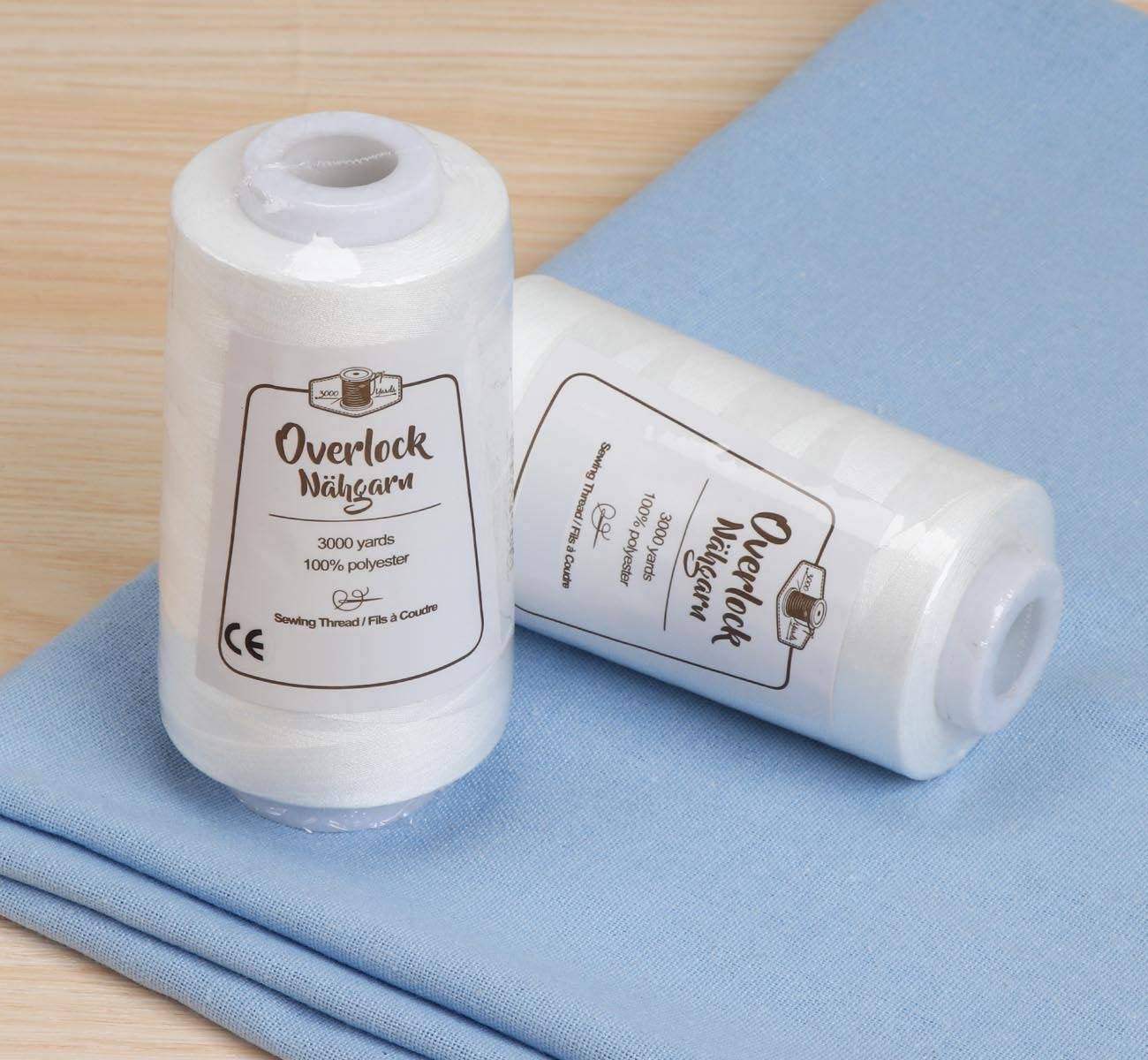 ilauke 4 x 3000 Yards Serger Thread Spools White Polyester Sewing Thread