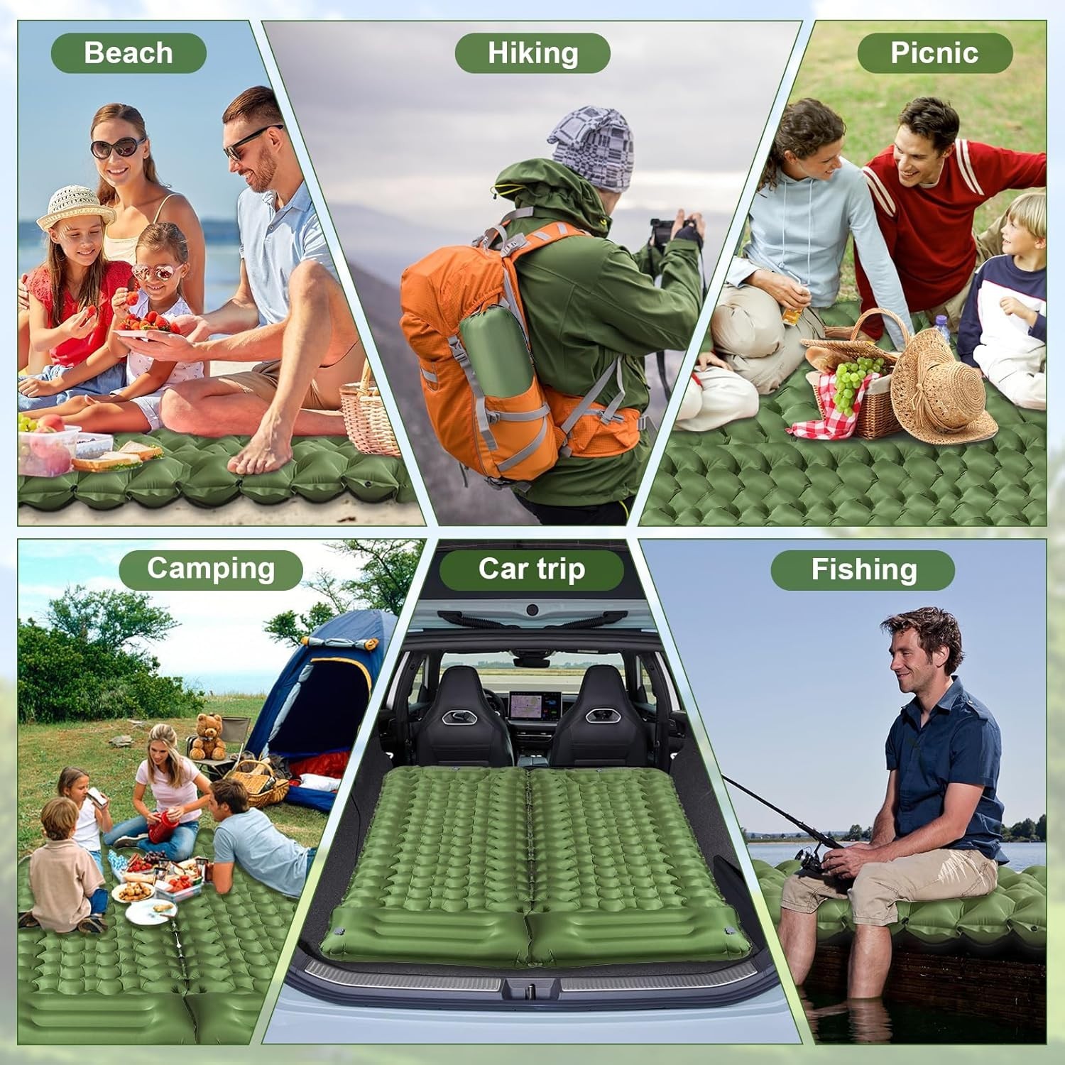 Sleeping Pad for Camping - 4” Thick Inflatable Camping Mattress with Built-In Pu