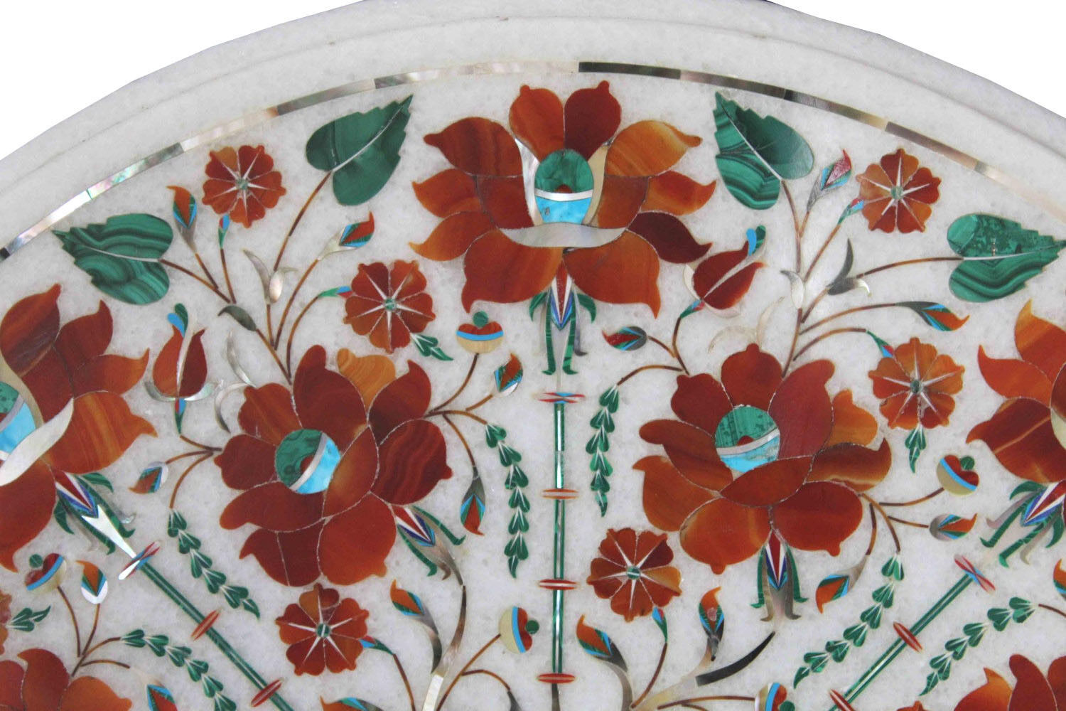Size 18"x18" Marble Coffee Table Top Carnelian Inlay Mosaic Marquetry Home Decor