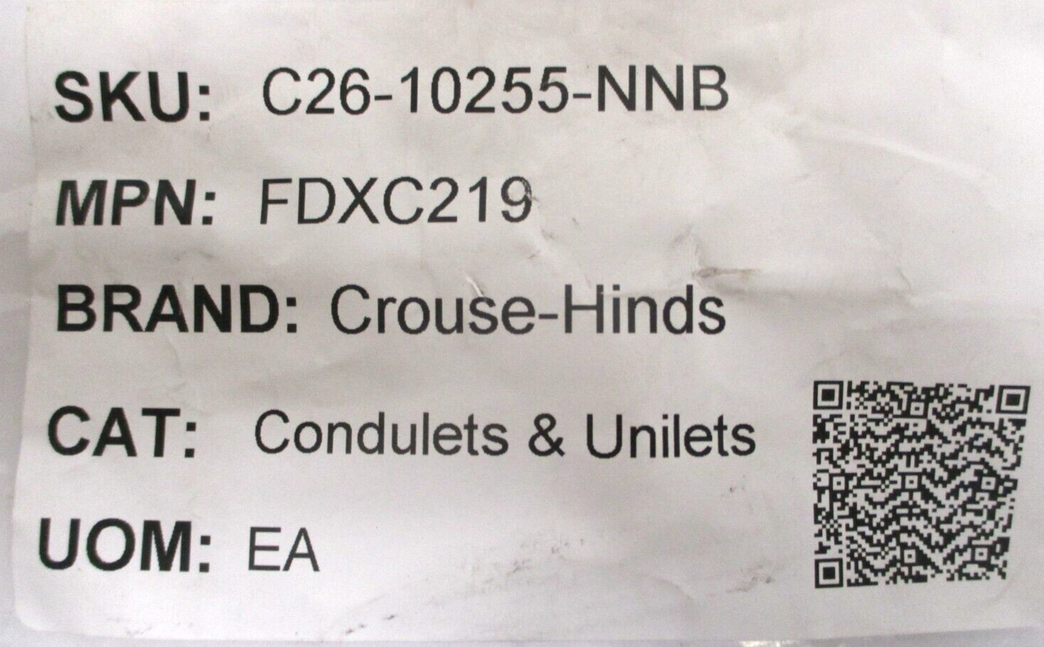 CROUSE HINDS , FDXC219 , 3/4" SINGLE GANG CAST IRON BOX , SURPLUS