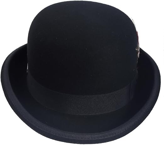Men'S Wool Fedora Hats Women Felt Bowler Derby Hat with Feather