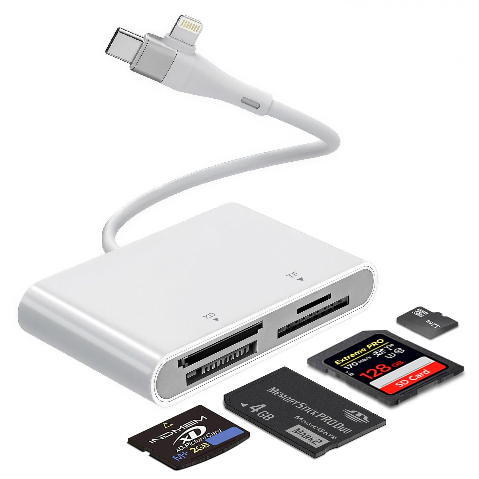 Memory Stick Duo Adapter for Lightning/USB-- 4-in-1 Multi Memory Card Reader ...