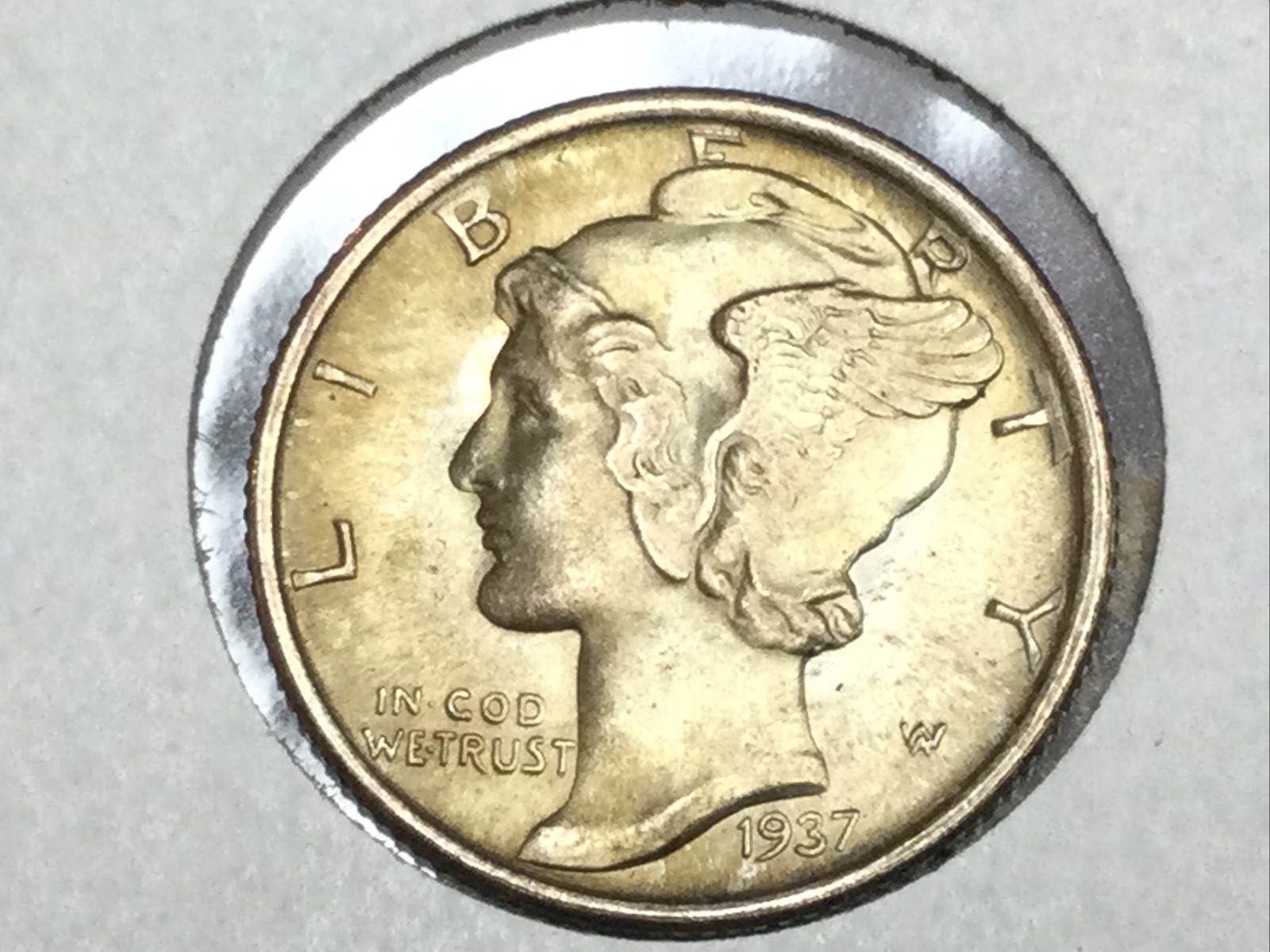 1937-S Mercury Dime split bands in uncirculated