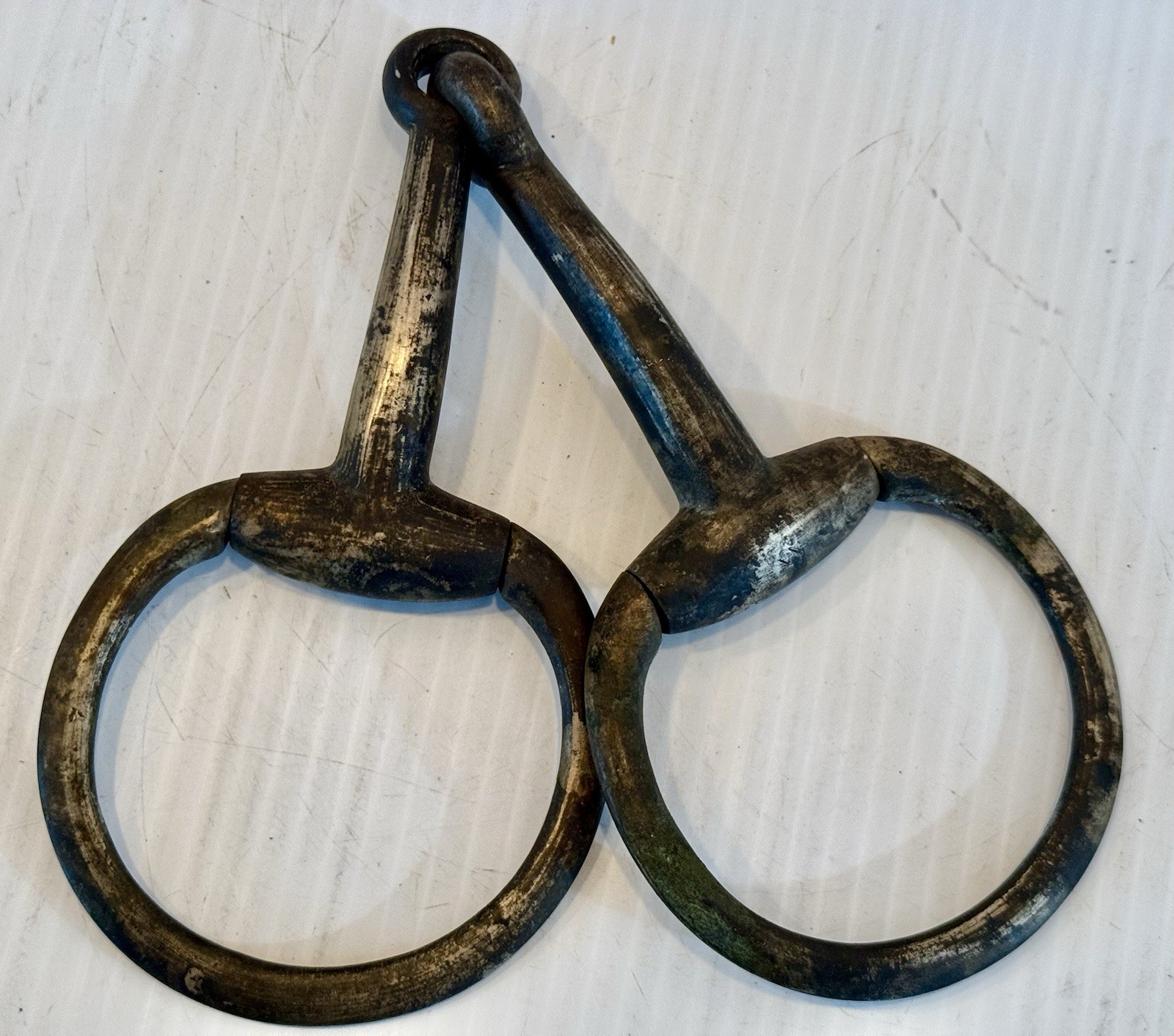 Antique Brass Eggbutt Snaffle Horse Bit Large Ring Brass Bronze Tack