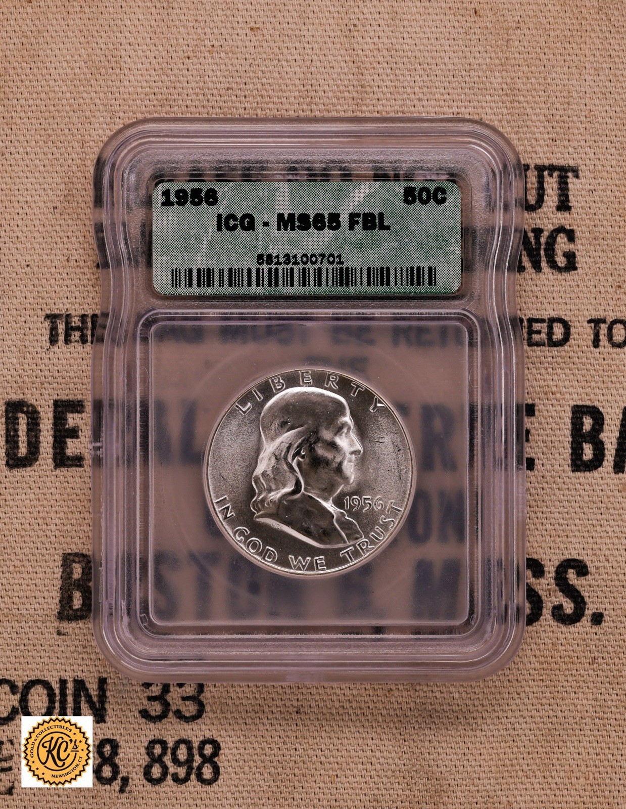 1956 Franklin Silver Half Dollar Full Bell Lines ICG MS65FBL (B4273)