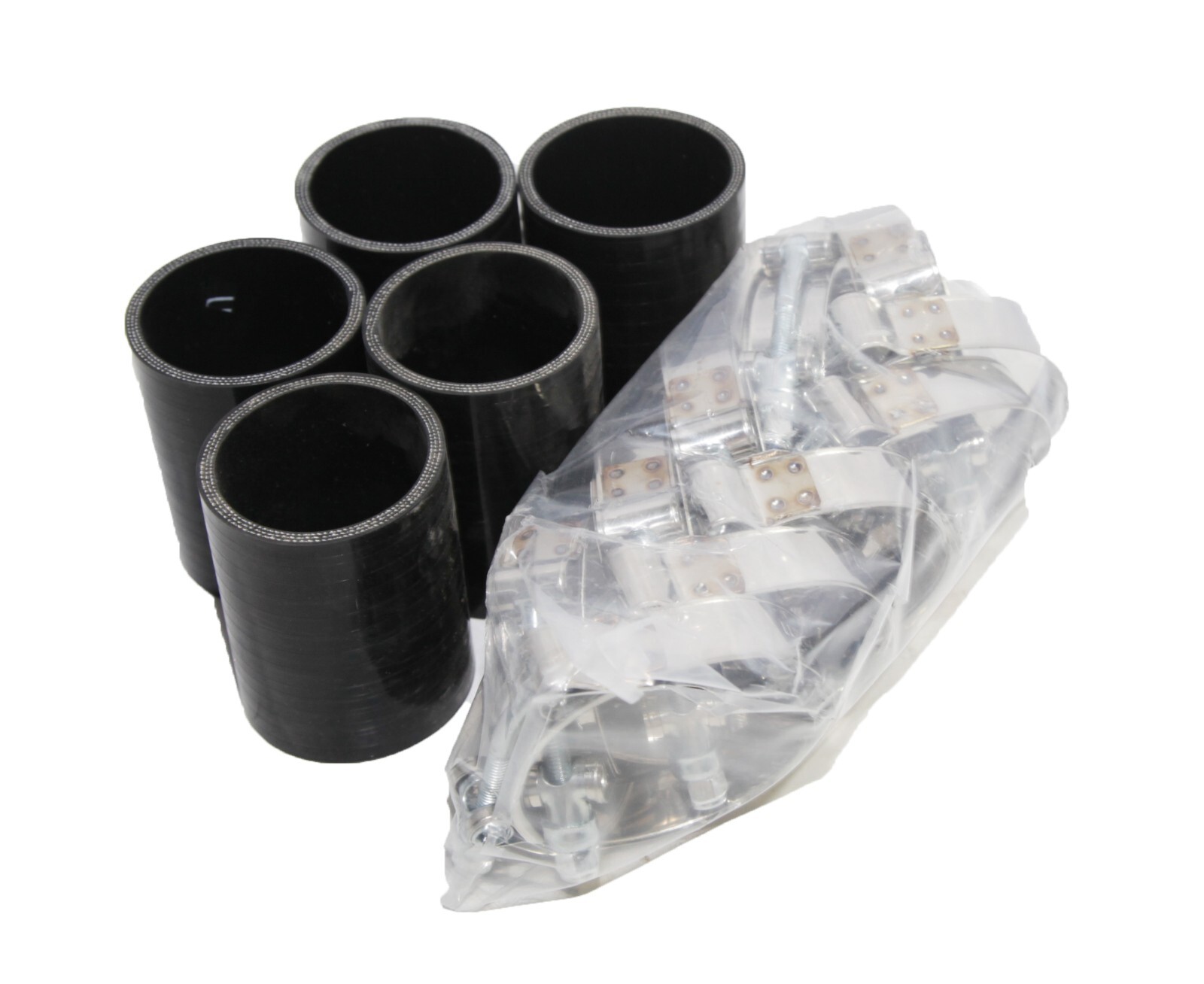 BLACK Universal 4PLY 5x Straight 2.0"-2.0"ID Silicone+ 10xSS T-clamp COMBO