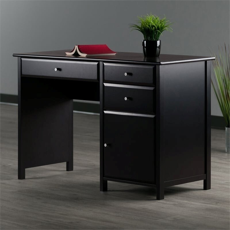 Scranton & Co Transitional Composite Wood Office Writing Desk in Black