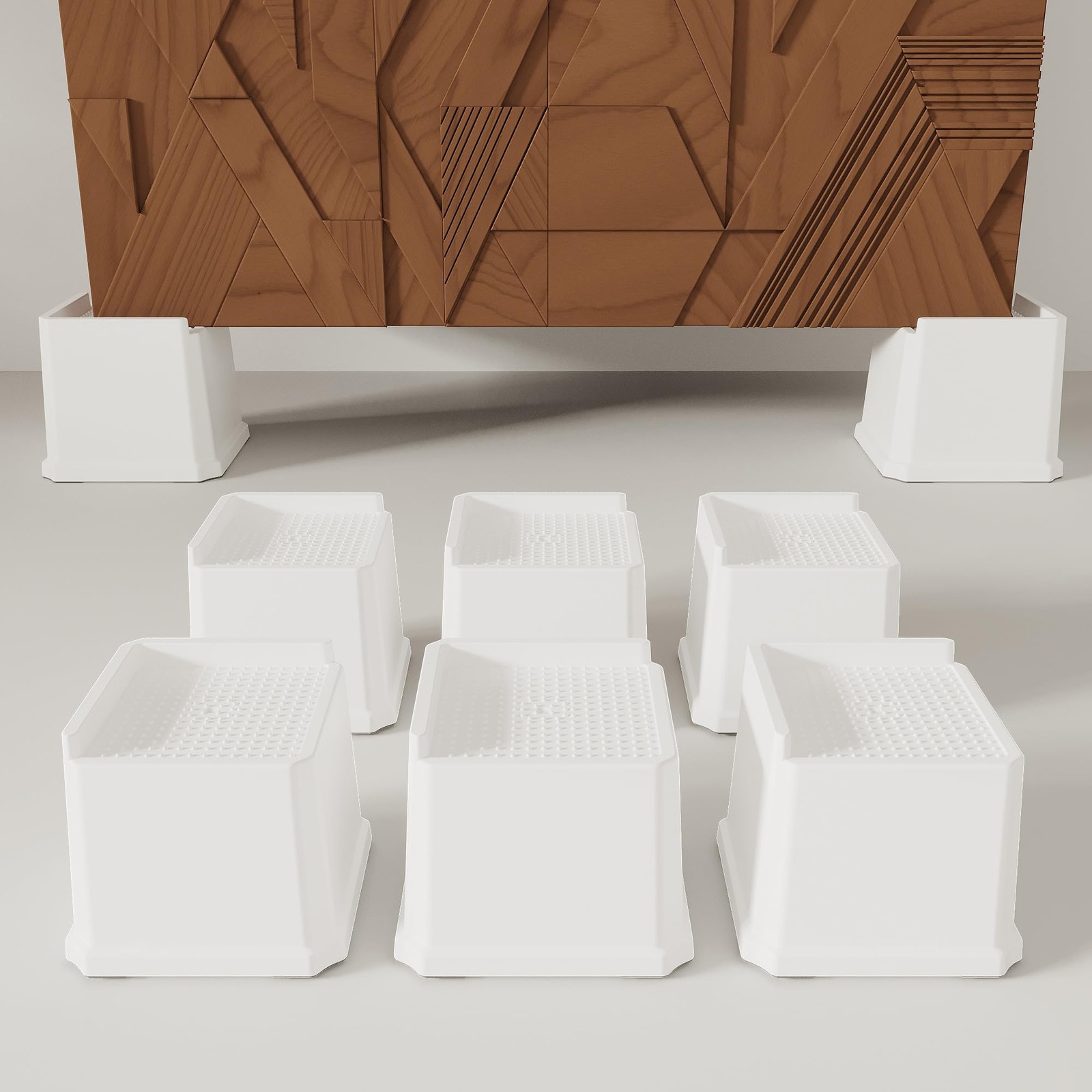 Bed Risers Oversized L Shape Furniture Lifts Heavy Duty White 4 Inch 8 Pack
