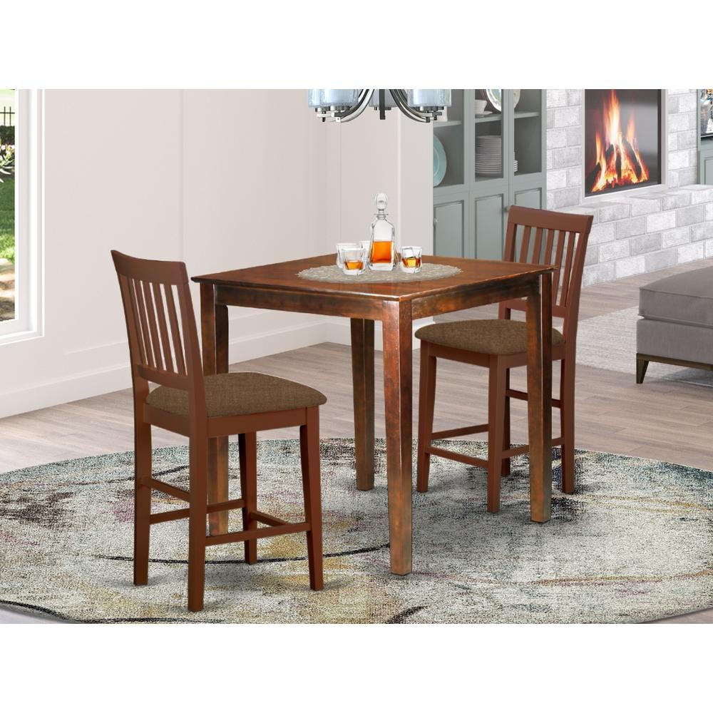 VERN3-MAH-C 3 Pc Counter height Table-Square gathering Table and 2 Stools