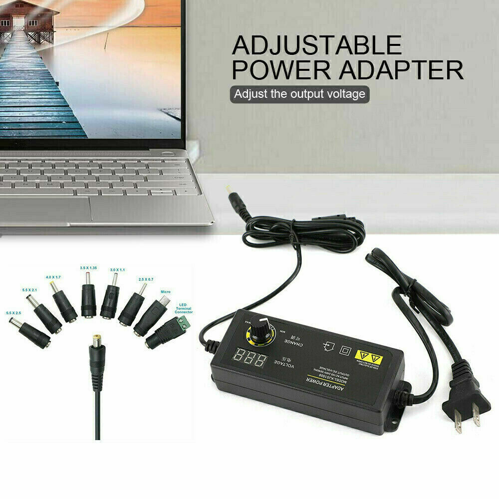 Adjustable Voltage Power Supply 3-24V w/ LCD Display AC / DC Switch Adapter US
