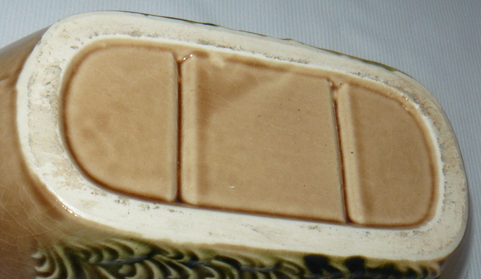 Vintage Square Oval Ruffle 9" Long Planter Crackle Ceramic Ducks In Flight