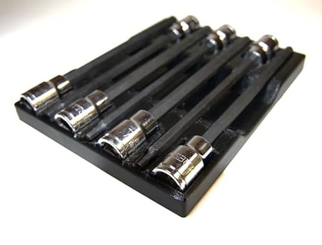 Magnetic Long Hex Socket Organizer – Fits Most Metric Long Hex Socket Sets –