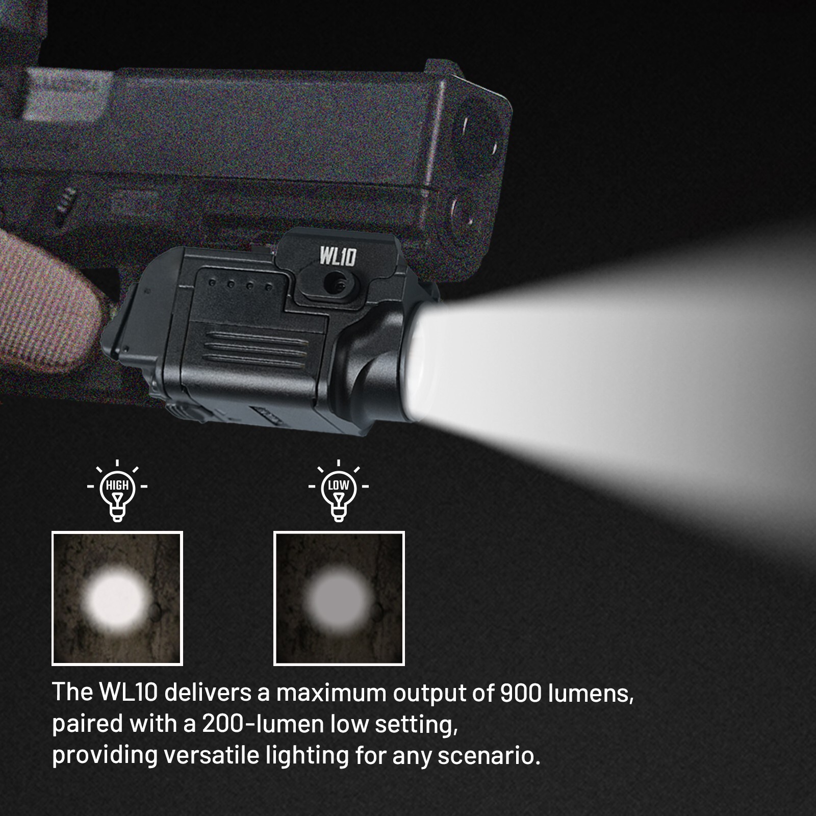 AIMWIN WL10 Tactical Weapon Light 900 Lumens Compact Rail Mounted for Glock 1913