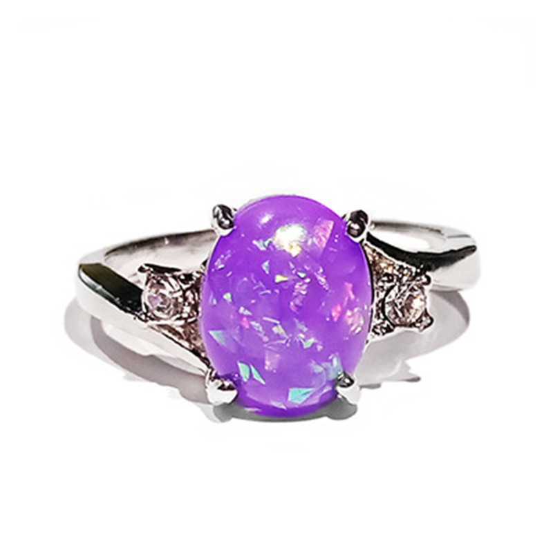 Fashion Women 925 Silver Filled Filled Jewelry Oval  Opal Wedding Ring Sz 6-10
