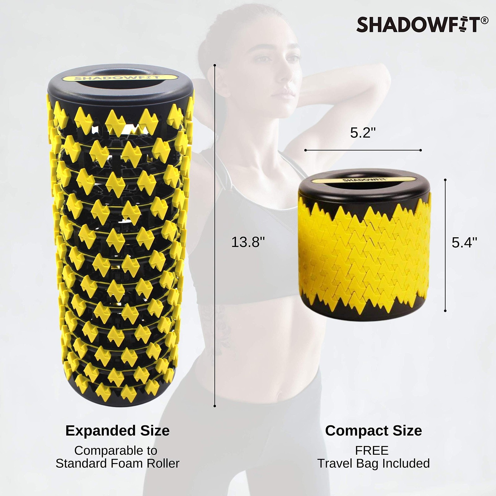 Adjustable Shadowfit Foam Roller Equipment for Sore Muscle, Tissues ∣ Mass