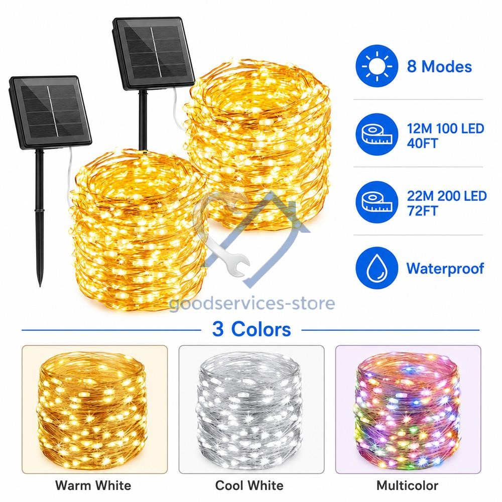 Solar Fairy Lights Outdoor Solar String Lights Garden 100-200LED Christmas Decor