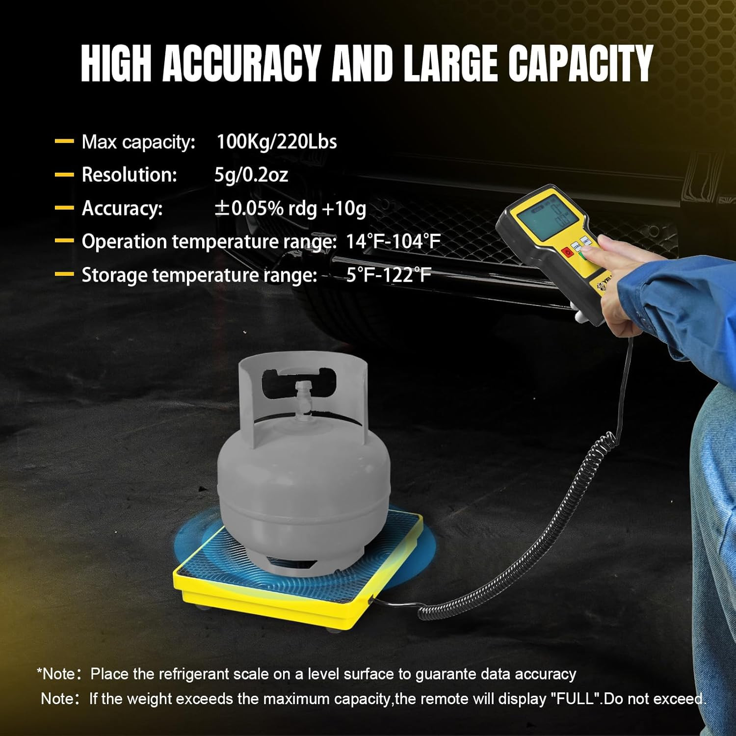 220 LBS High Precision Refrigerant Scale with LCD & Portable Case