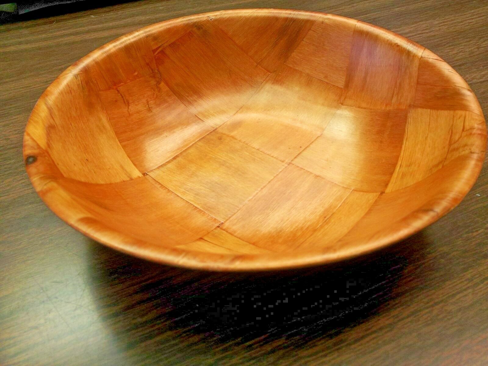 (FOUR) BOWLS 8" WOODWEAVE SALAD OR SERVING 30 oz DISHWASHER/TOXIC SAFE