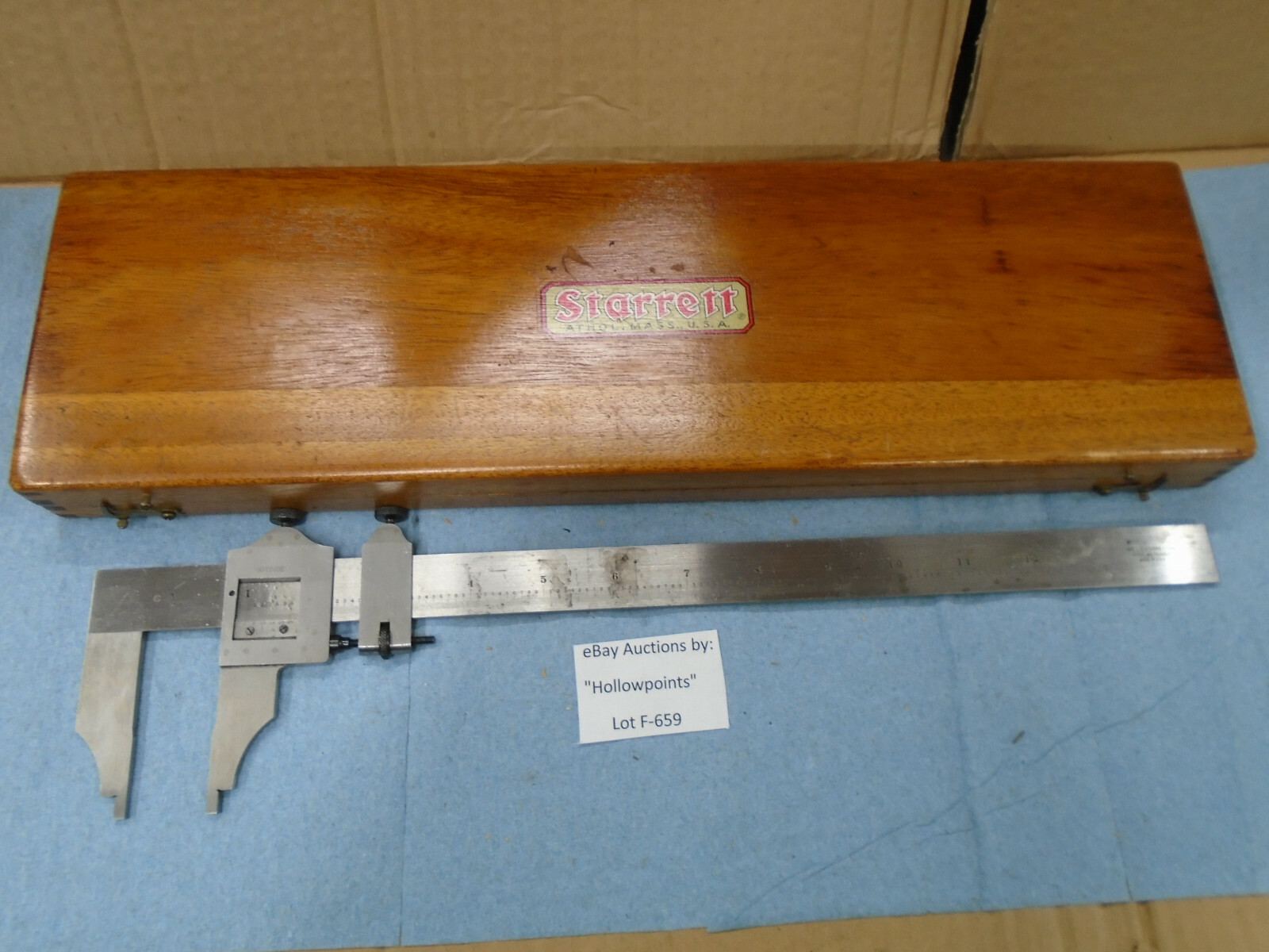 Starrett vintage No. 122 Vernier Caliper 12" Inside Outside .001" Wood Case F659