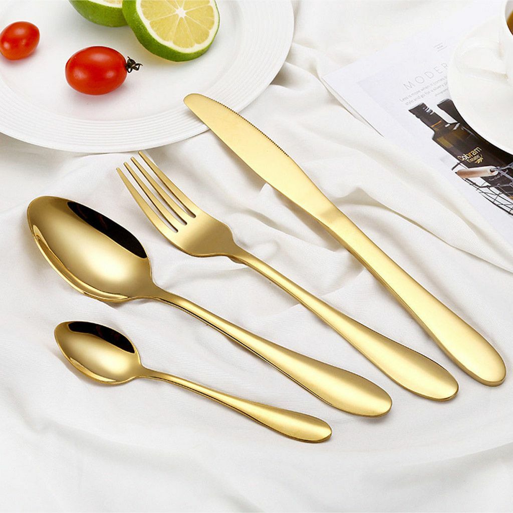 4pcs/Set Silverware Set Flatware Cutlery Sets Stainless Steel Knife Fork Spoon