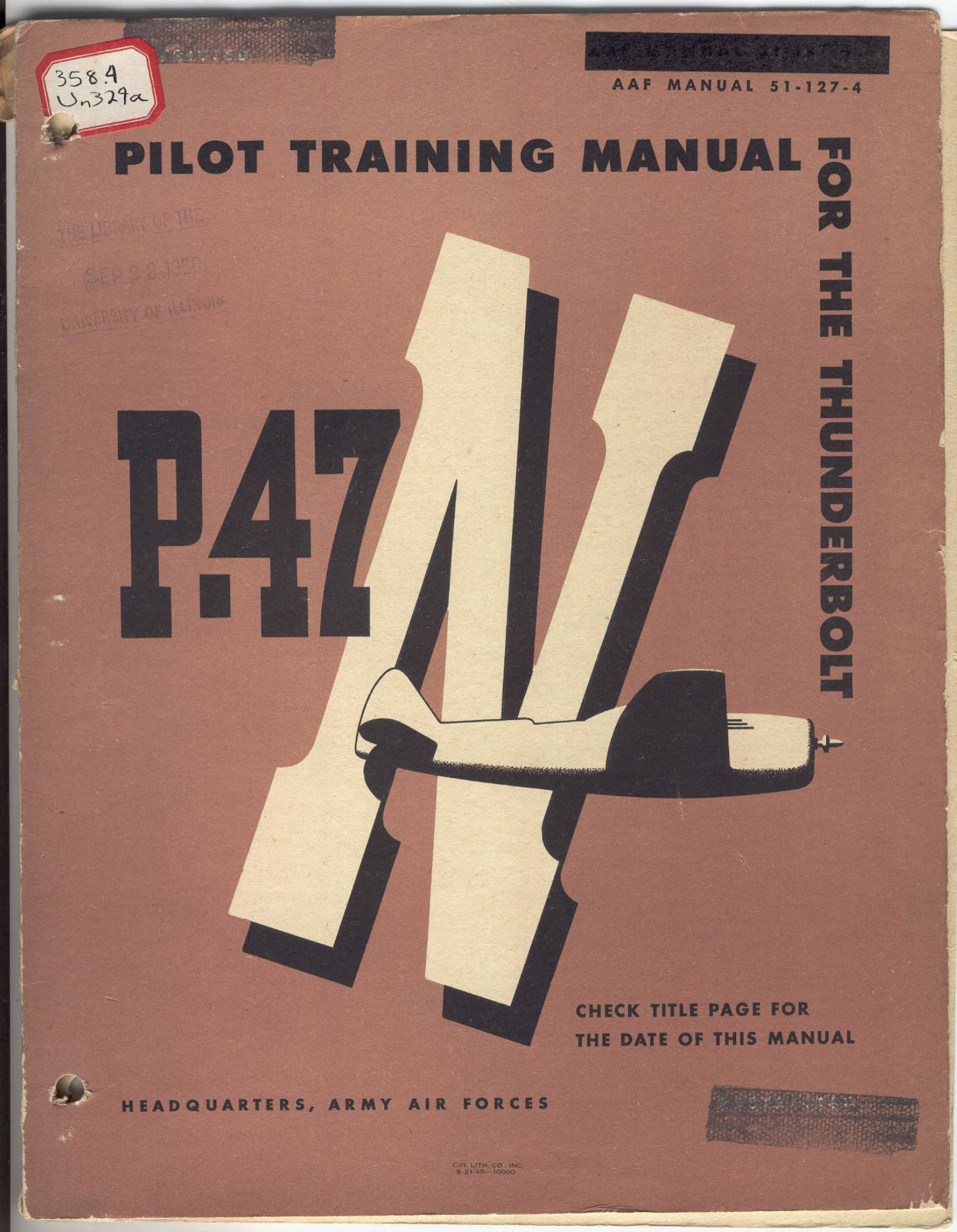 106 Page Republic P-47 P-47N Thunderbolt AAF 51-127-4 Pilot Flight Manual on CD