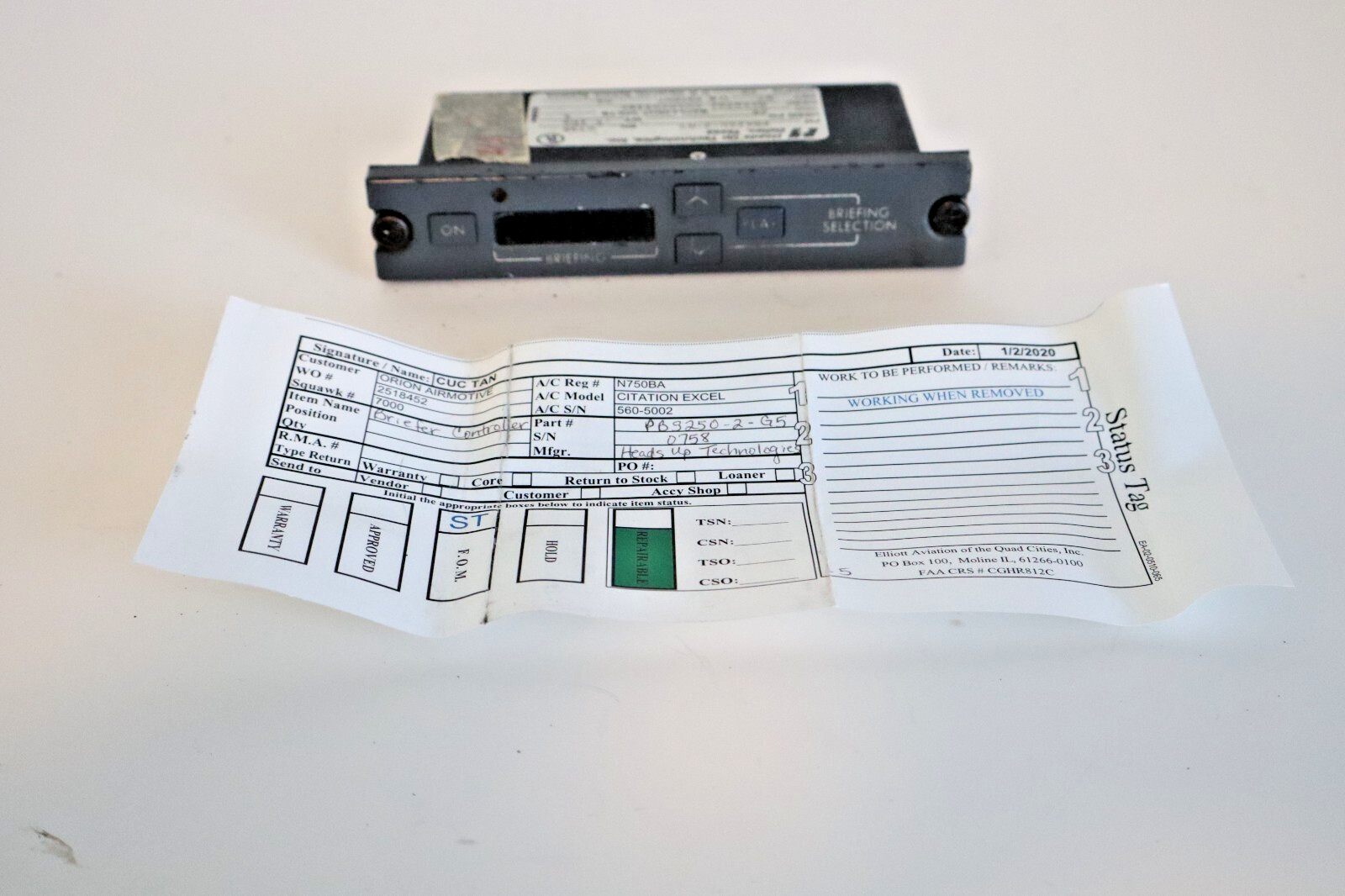 Heads Up Technologies PBS250-2-G5 Briefer Controller (28 VDC) Removed Working