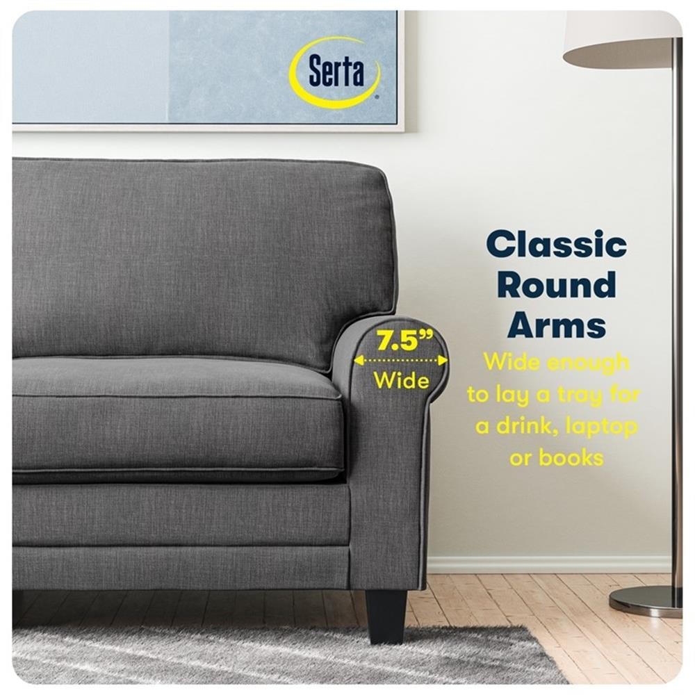 Bowery Hill Traditional 78" Rolled Arm Sofa with Removable Covers Gray