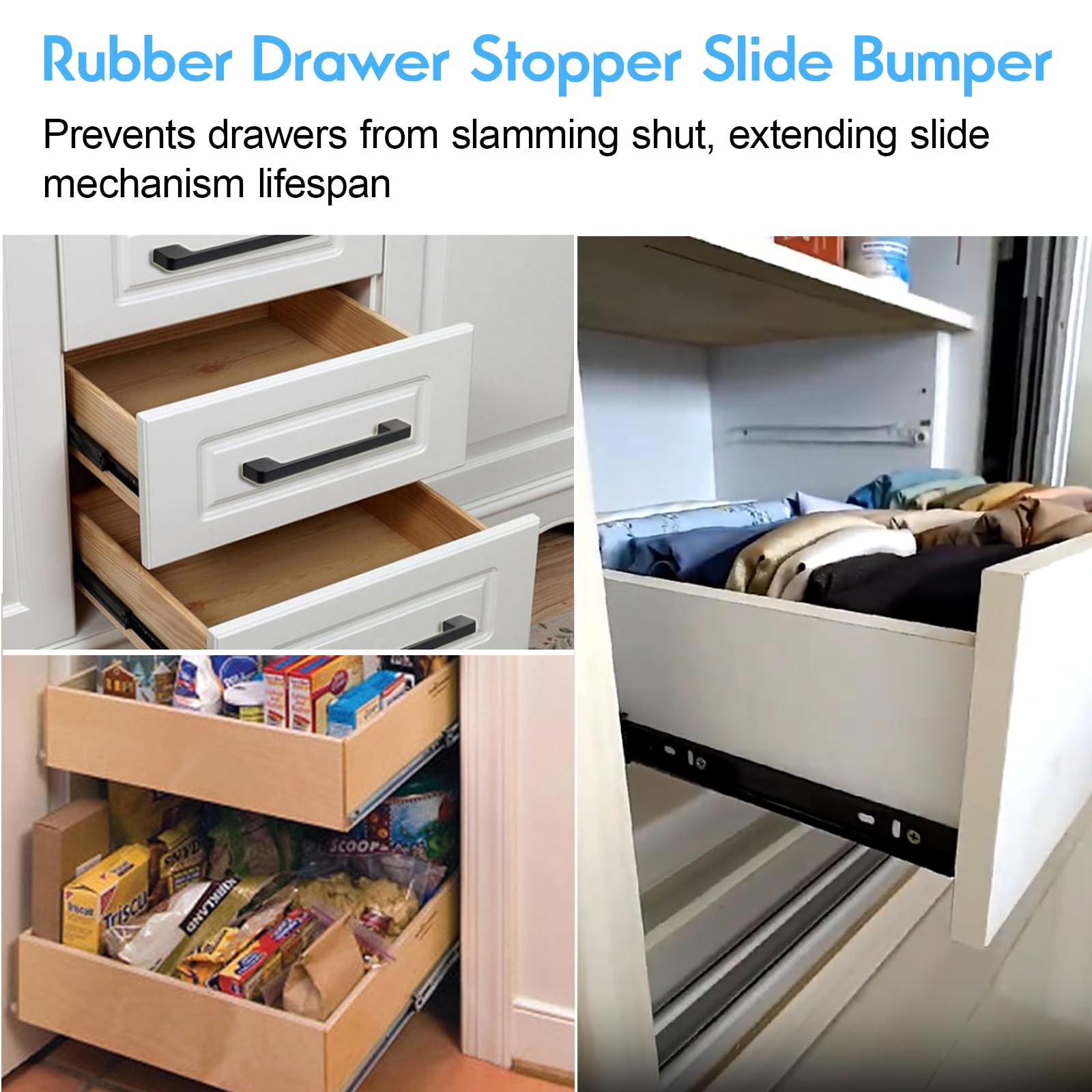 30 Pack Rubber Drawer Stopper Slide Bumper, Drawer Slides End Stoppers Replac...