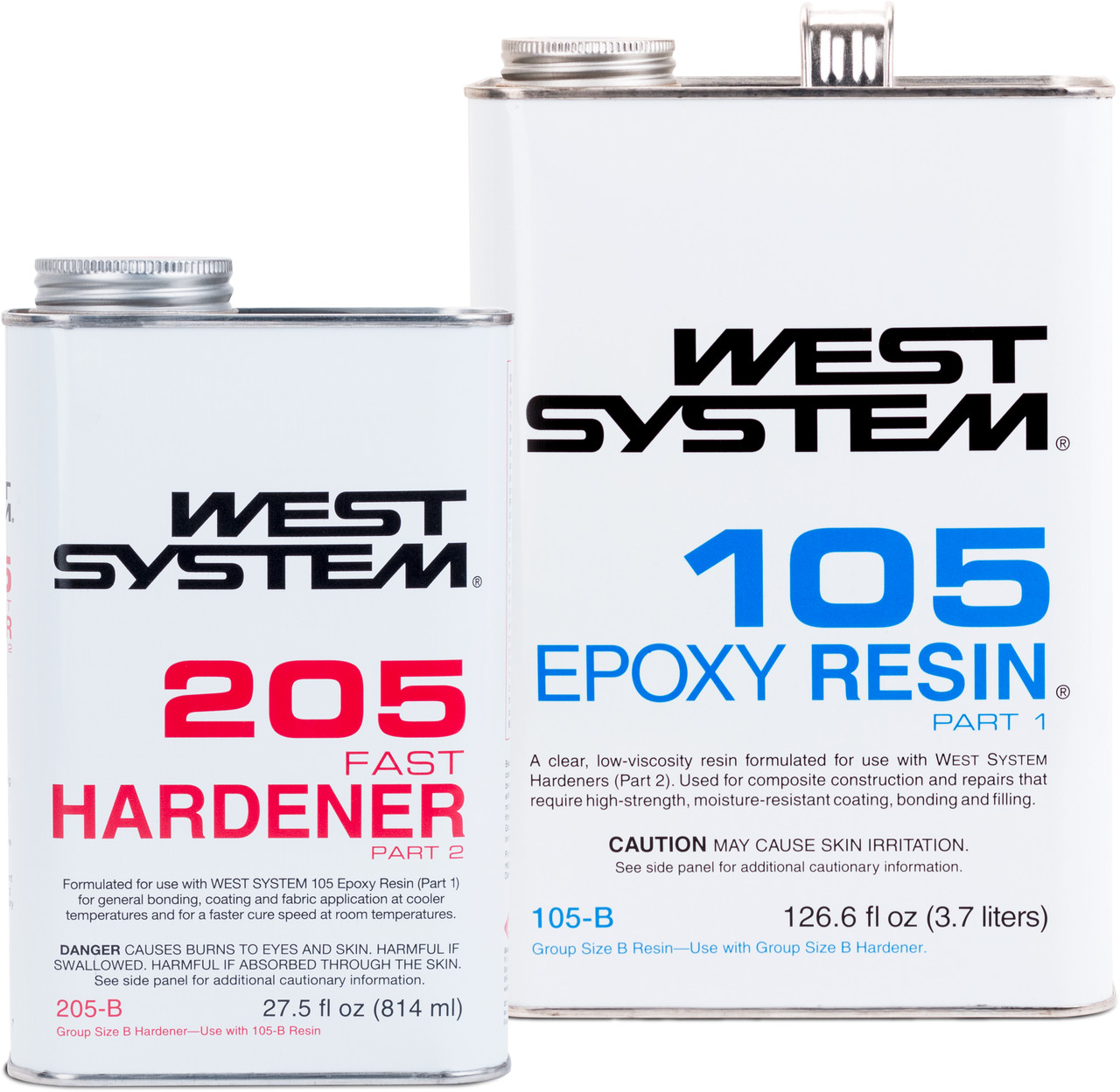 WEST SYSTEM 105-B Epoxy with 205-B Fast Hardener, 1.2 Gallon Kit
