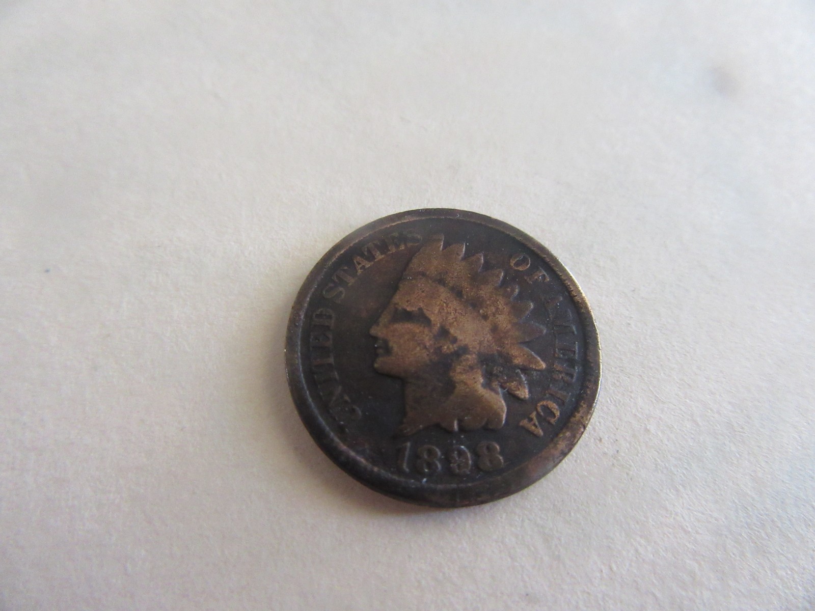 1898 Indian Head Cent In Condition AG+ CLEANED ( Exact Coin] AUCTION #2
