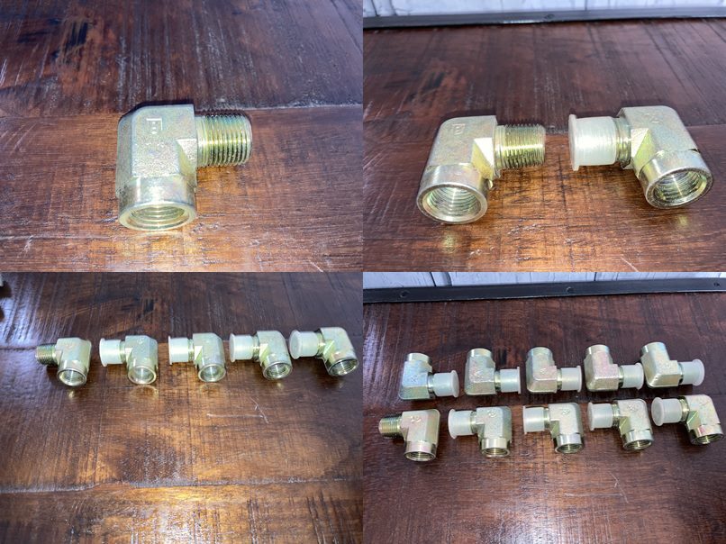 New 1/2" NPTF Male x 1/2" NPTF Female 90° Elbow Plated Steel Hydraulic Fittings
