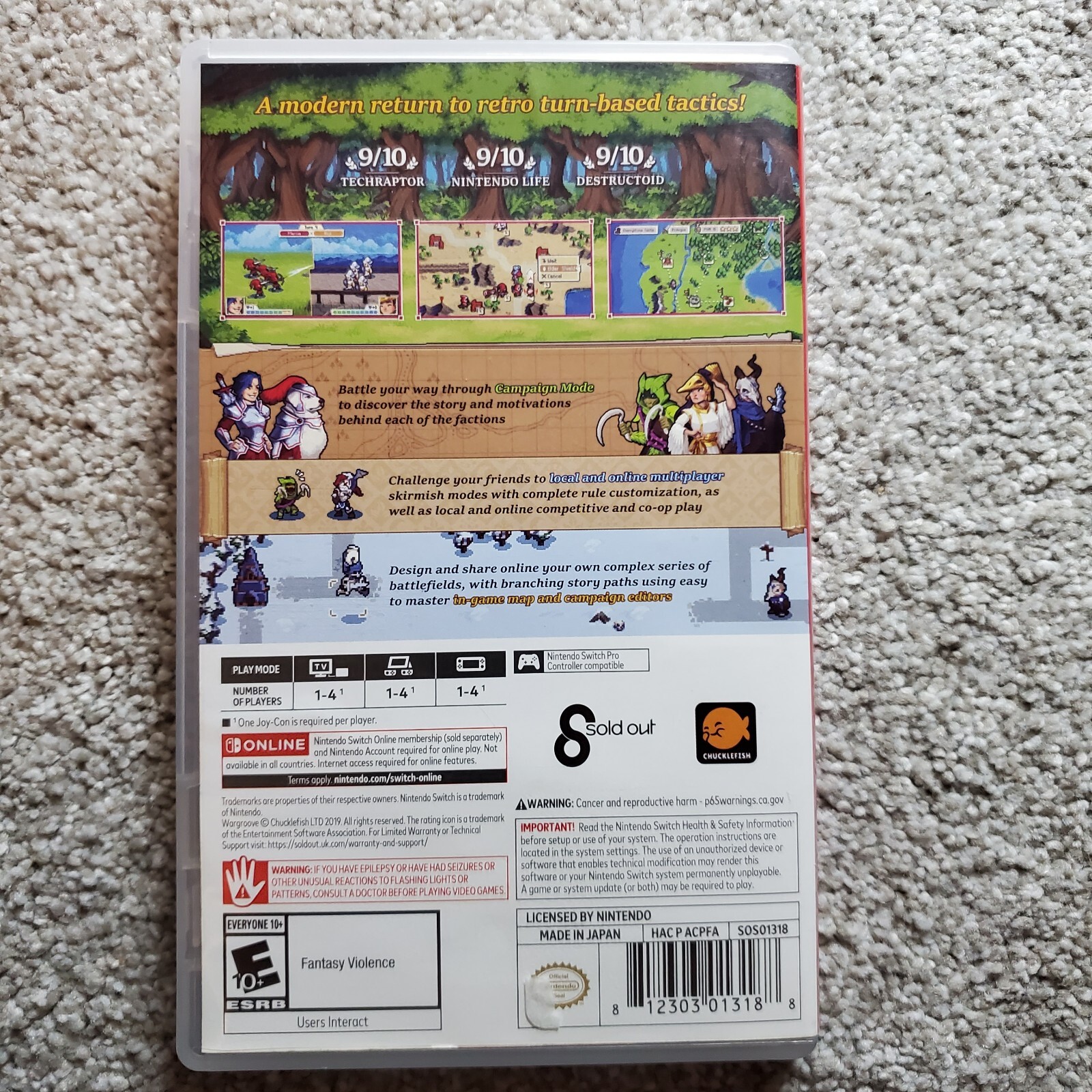 NO GAME Wargroove Nintendo Switch case war groove