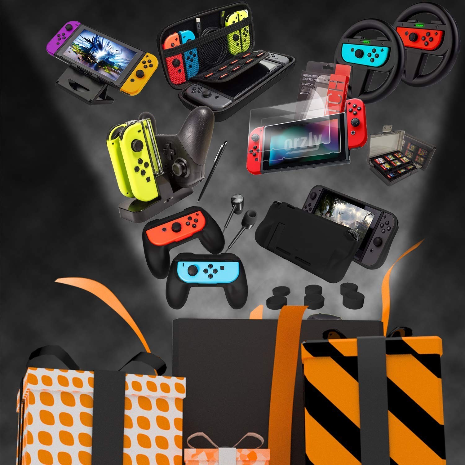 Switch Accessories Bundle Kit with for Switch & OLED with Consoles Wheels Etc