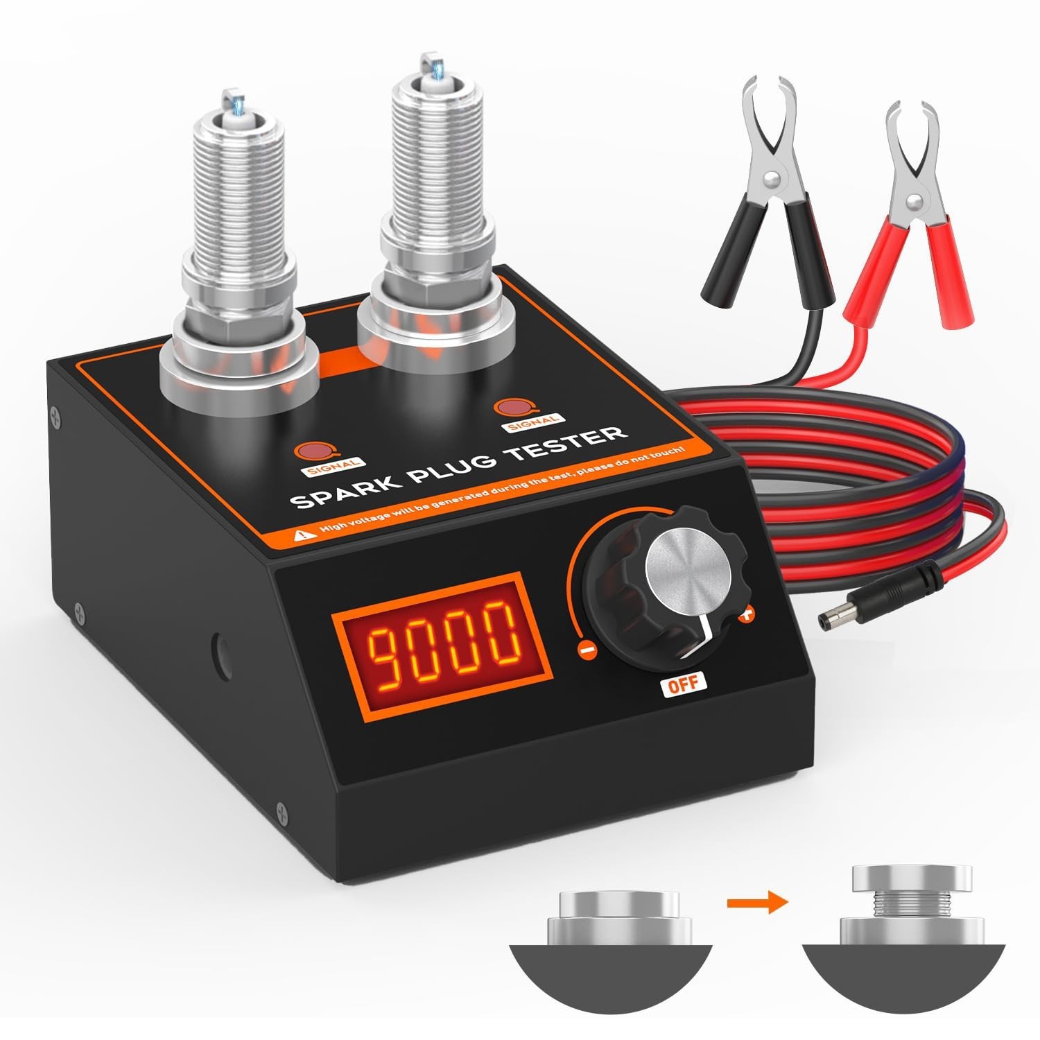 Car Spark Plug Tester 500-9000rpm Diagnostic Tool Ignition Tester Dual-Hole