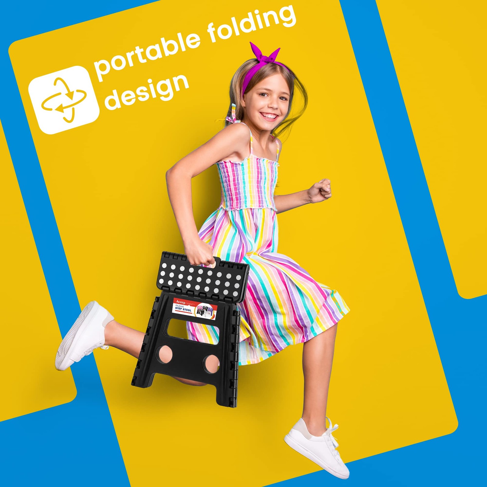 ACSTEP Folding Step Stool - 13 inch Height Premium Heavy Duty Foldable Stool ...