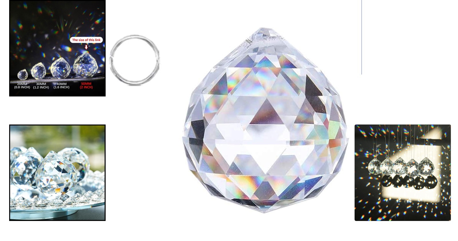 Spherical 50mm Clear Glass Crystal Prism - Perfect Gift and Home Decor Accent