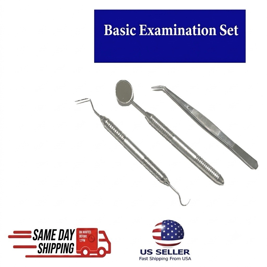 3-Pc Dental Exam Kit w/ Hollow Handle - Essential Instruments for Dentists