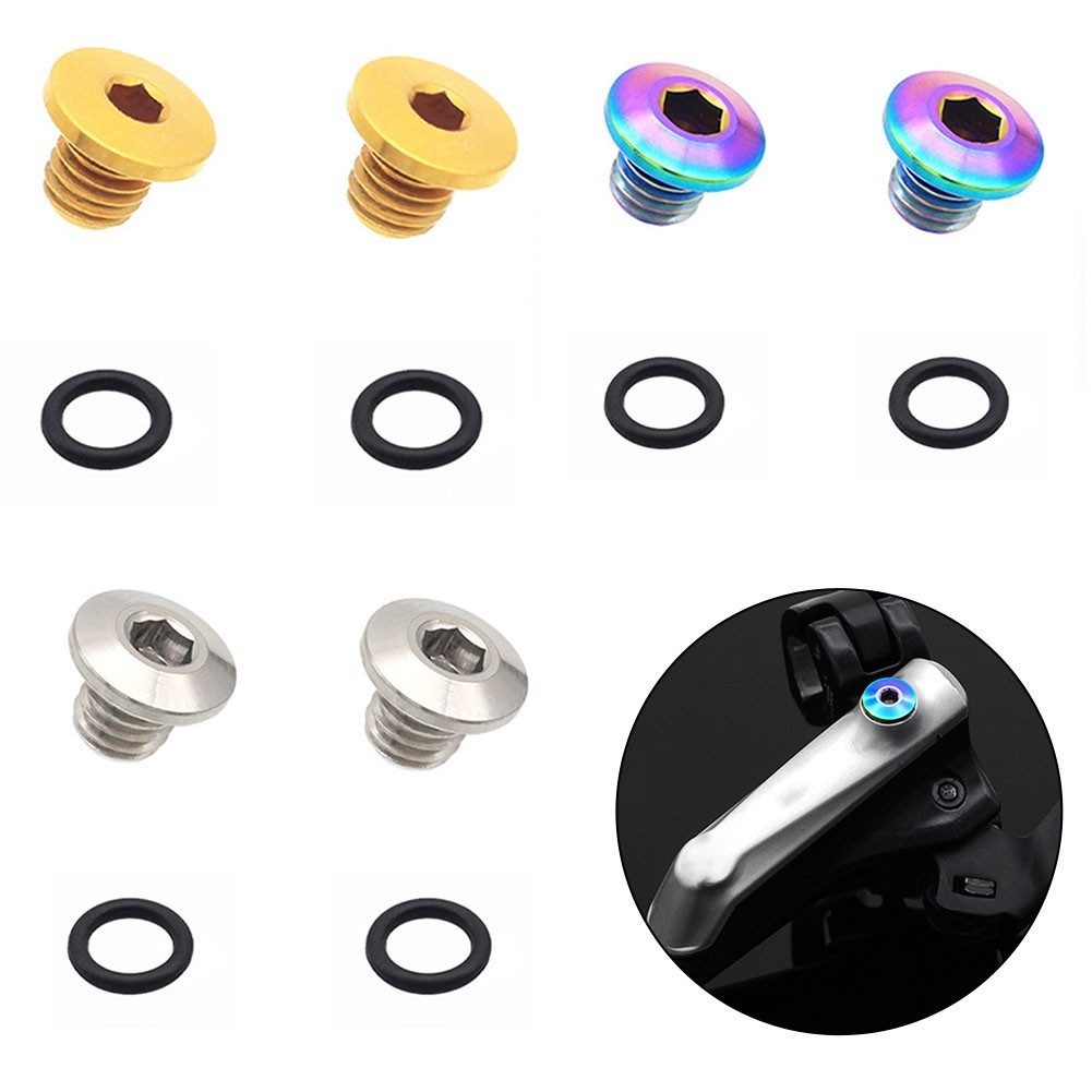 2pcs Ti Alloy Bleed Screws M5x5mm with O Rings for Bicycle Brake Handles