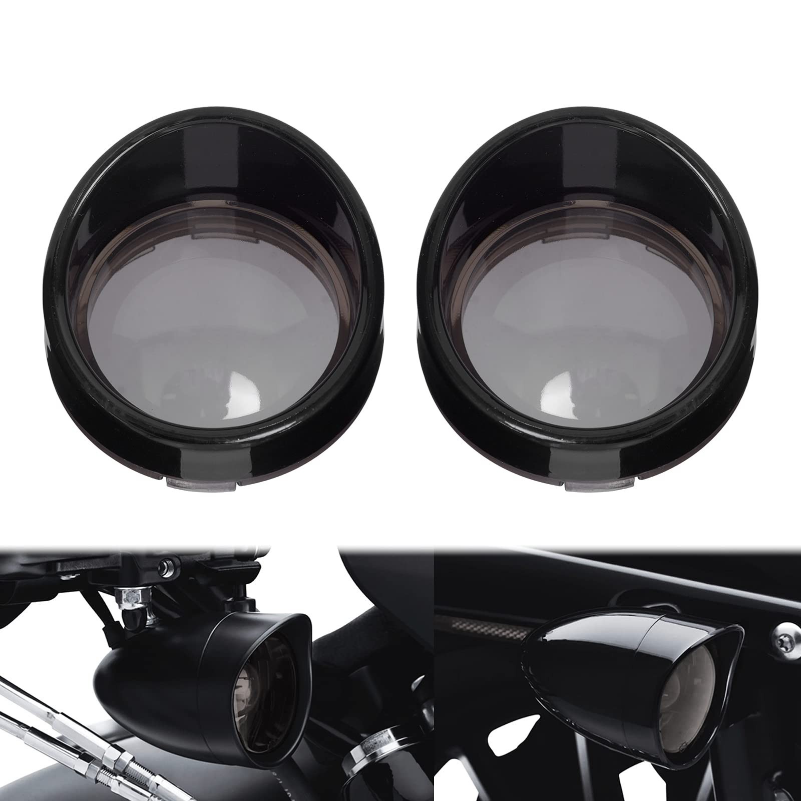 Smoked Turn Signals Lens Cover Visor Bezels Light Covers Indicators Lens Fit ...