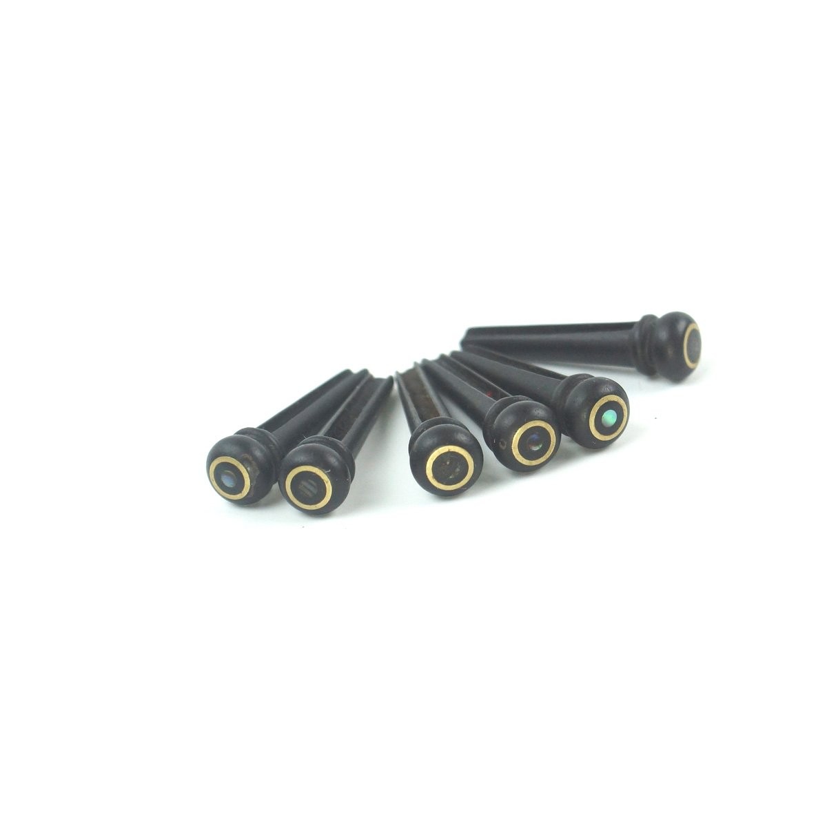 Genuine Ebony Premium Acoustic Guitar Bridge Pins,Copper Ring w/Shell Inlay Dot