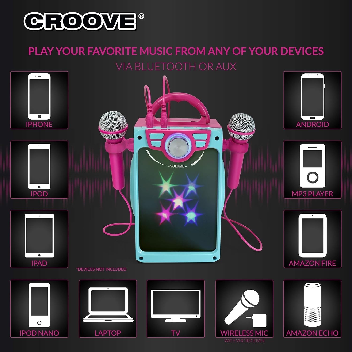 Portable Karaoke Machine with 2 Microphones