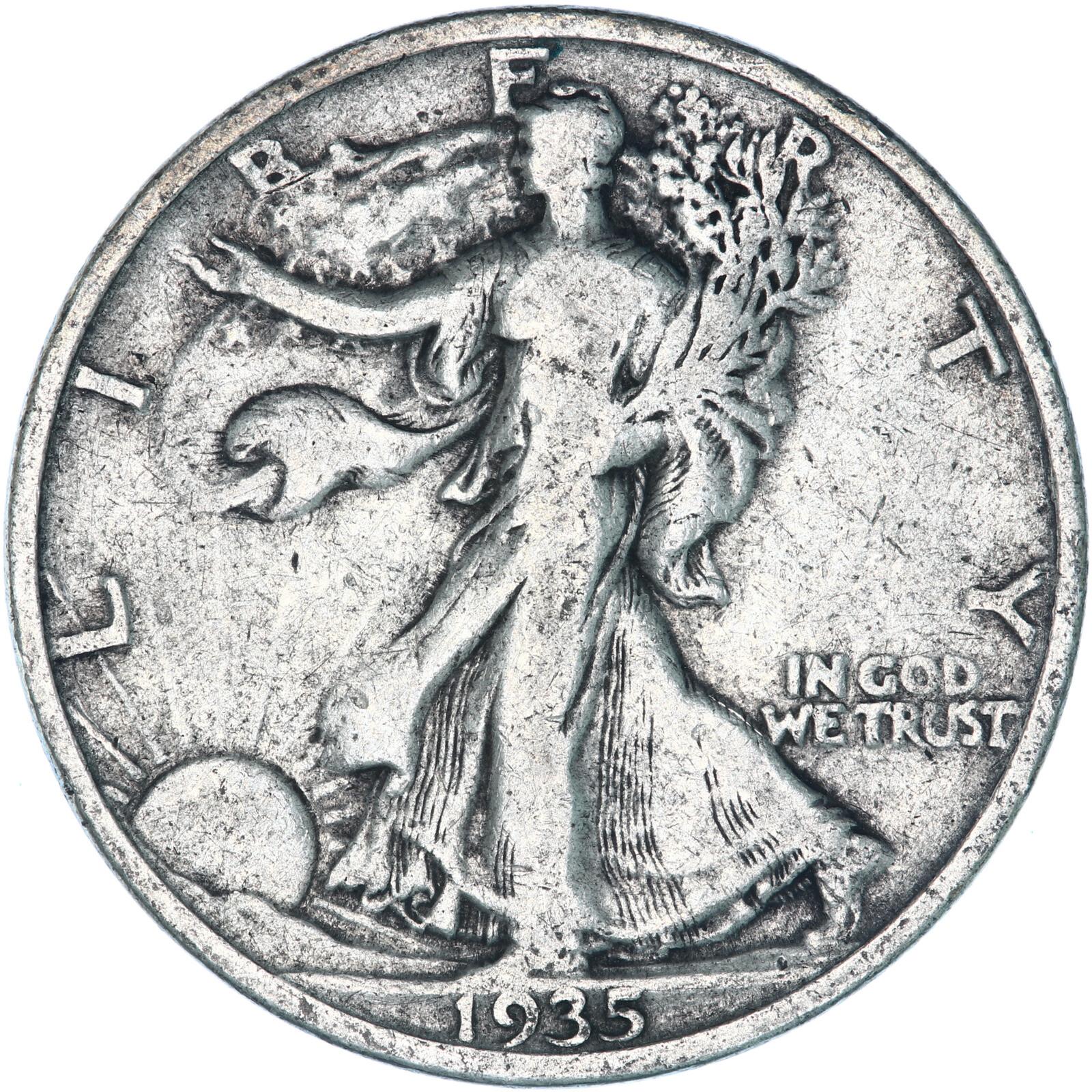 1935 (P) Walking Liberty Half Dollar 90% Silver Fine FN